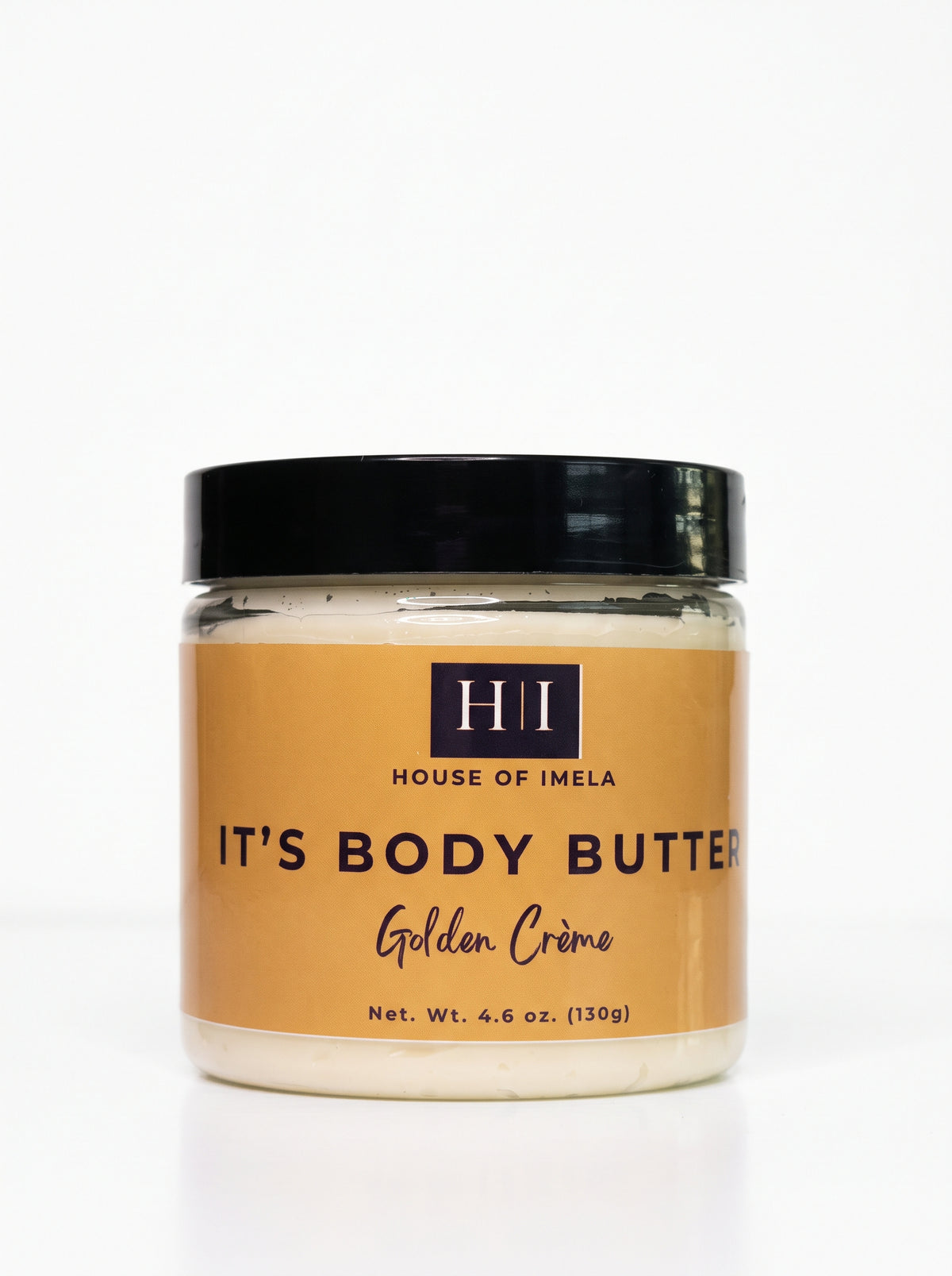 House of Imela Golden Crème Body Butter, 4.6 oz jar, front label
