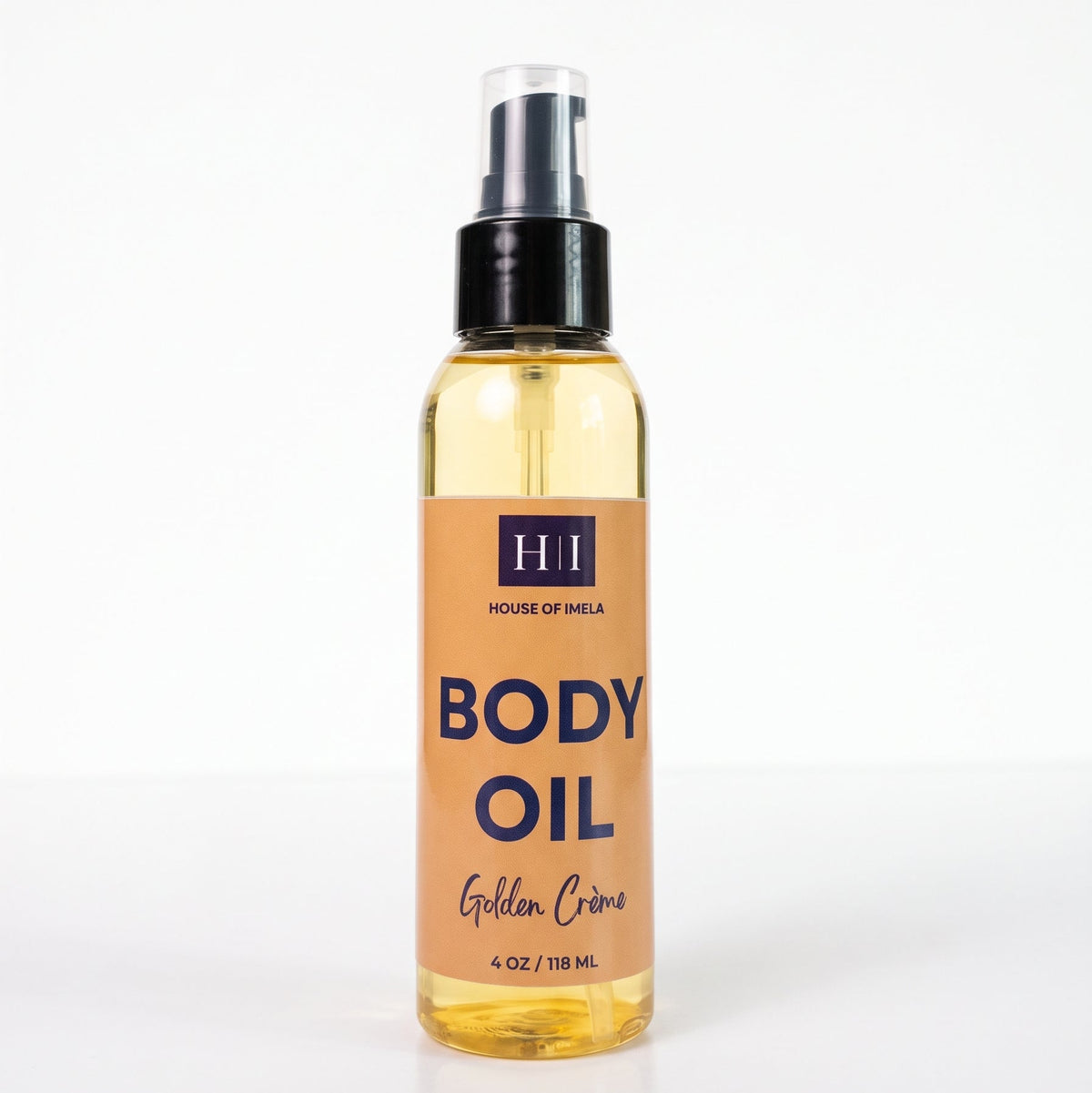 House of Imela Golden Crème Moisturizing Body Oil, 4 oz pump bottle