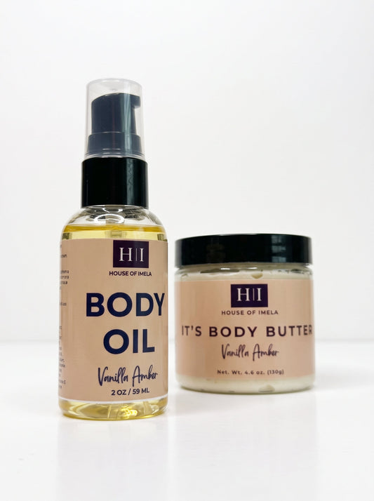 Vanilla Amber Mid Set: Body Butter and Body Oil